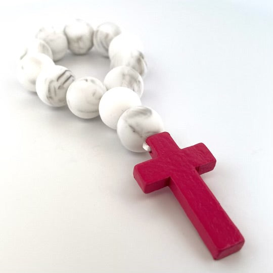 White Marble and Pink Decade Rosary