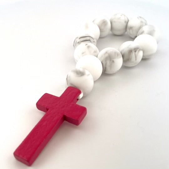 White Marble and Pink Decade Rosary