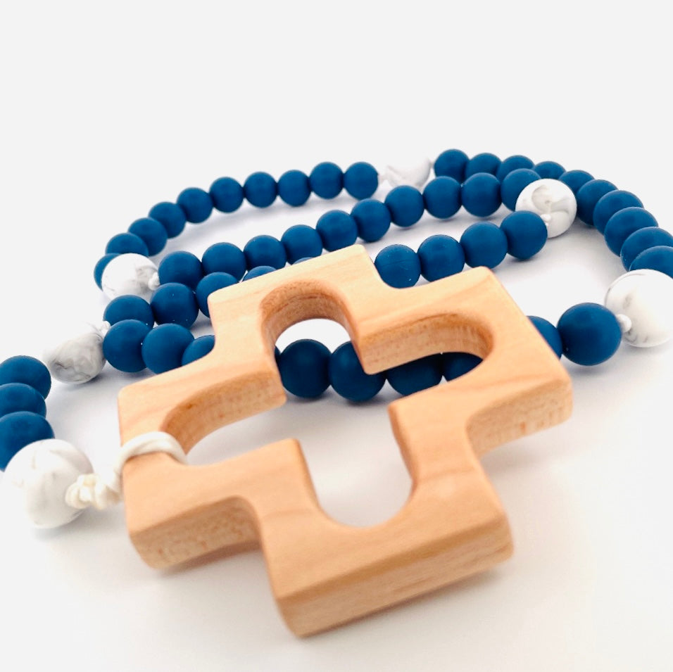 Blue and Marble White Full Length Rosary