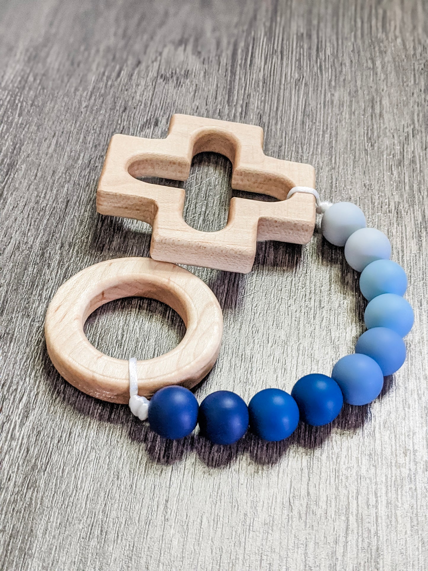 Baby boy baptism gift: silicone teething rosary strand