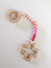 Load image into Gallery viewer, Pink ombre Baptism gift for baby girl: silicone teething rosary decade
